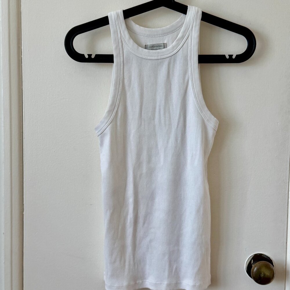 Outerknown Organic Pima Cotton High Neck Ribbed Tank - White - Small